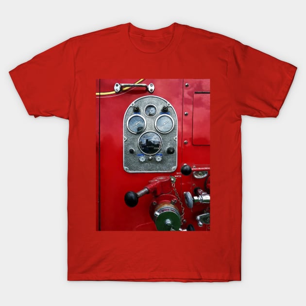 Fire Truck - Gauges on Vintage Fire Truck T-Shirt by SusanSavad